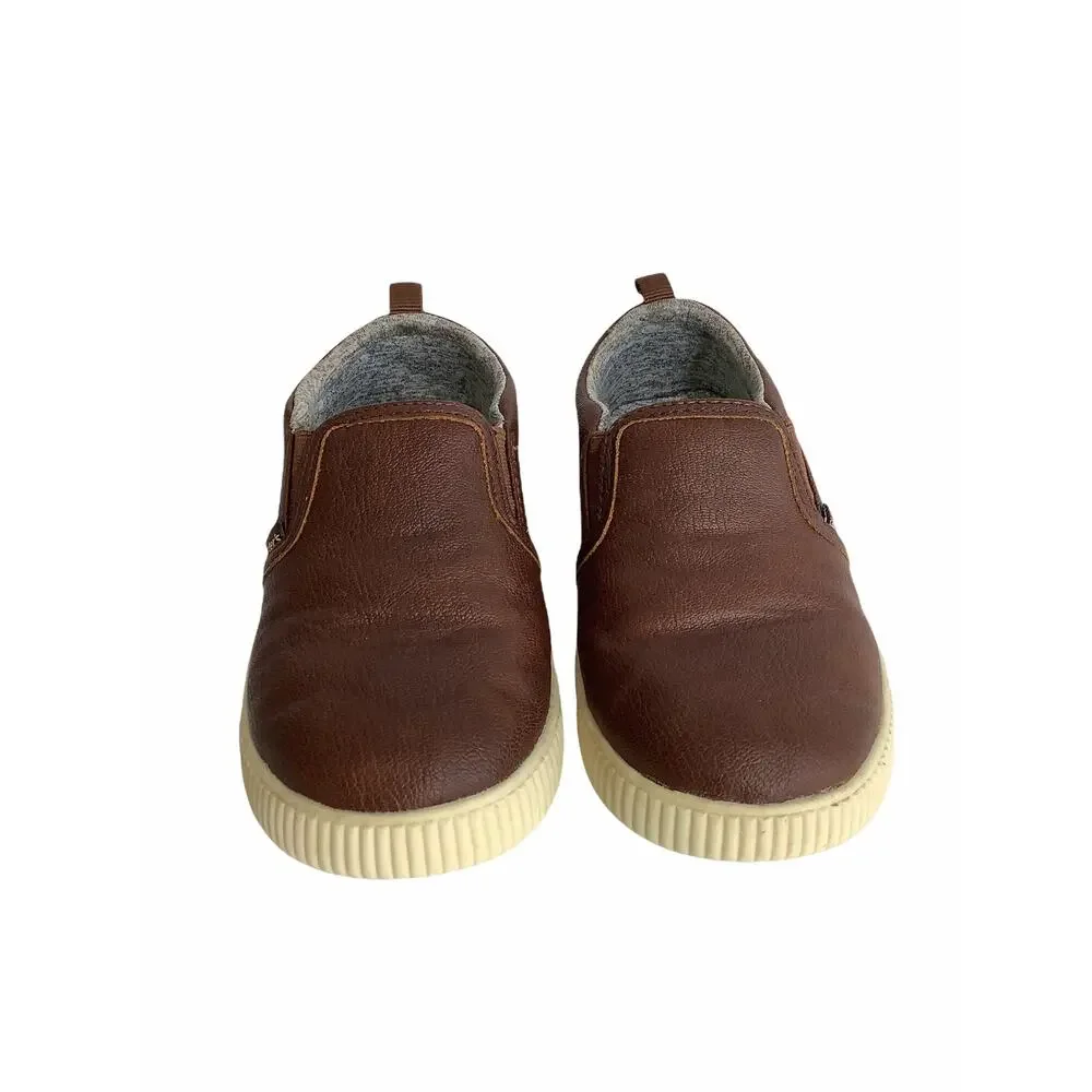 Carter's Boys Brown Faux Leather Slip On Loafers Kid's Youth Size 12